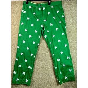 Loudmouth Golf Pants , Size 40 x 26 Wear Embroidered Green Shamrock Irish Clover